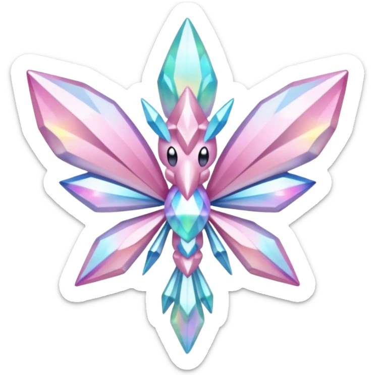 Shiny glittery pastel colorful iridescent Diancie-Palkia-Amaura-Aurorus-aesthetic-fusion sticker