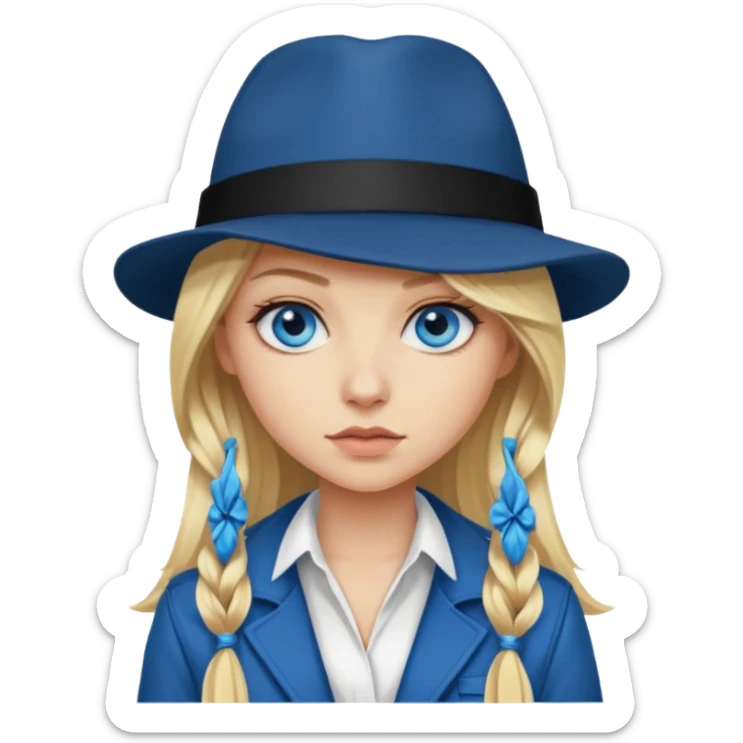 Beautiful blonde Long Hair Gangsta girl with blue eyes sticker