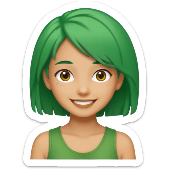 a girl of nature green hair whole body sticker