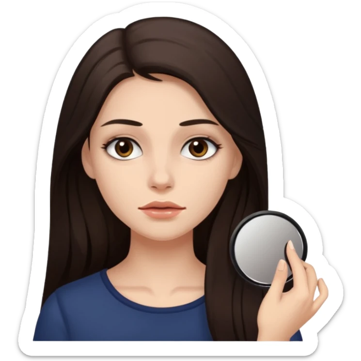 Mujer de pelo cafe oscuro y largo, y tez blanca. Desmaquillandose sticker