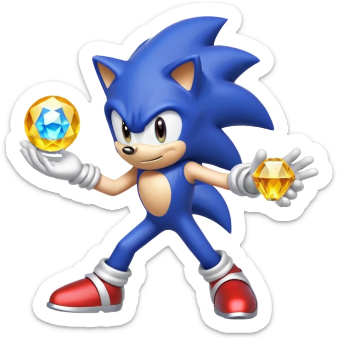 I want Sonic the hedgehog with chaos emeralds with the aura transformation super sayian sticker