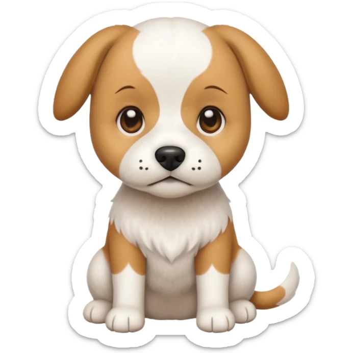 a full body white beagle x maltese x chi dog the size of a kelpie with light brown ears and a light brown patch on one eye sticker
