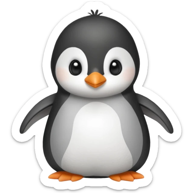 Adorable fluffy baby penguin plushy with the initials YH on the stomach  sticker