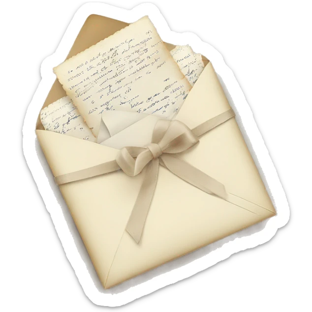 vintage love letters in envelope tied with a baby white ribbon  sticker