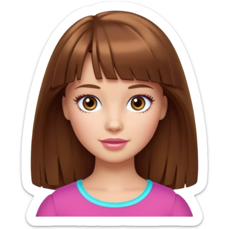 barbie merliah summers with girl with brown hair and brown fringe and light brown eyes  sticker