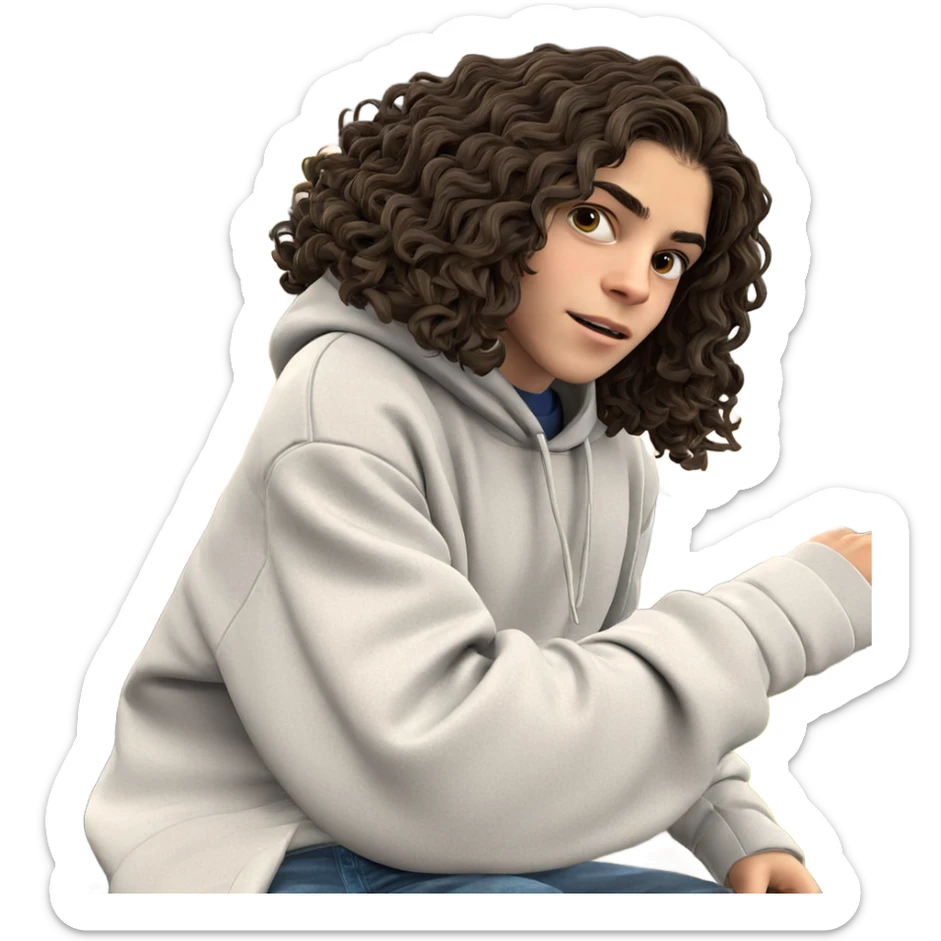 thoughtful boy in a hoodie sticker