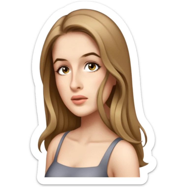 female, wearing a dress, long dark-blonde hair sticker