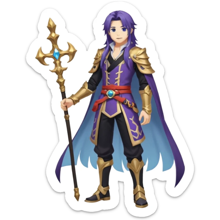 Diluc from Genshin Impact (full body) (tall adult male) (long hair) sticker