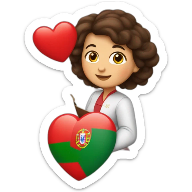 Une grand-mère brune, deux garçons bruns et le drapeau du Portugal en forme de cœur sticker