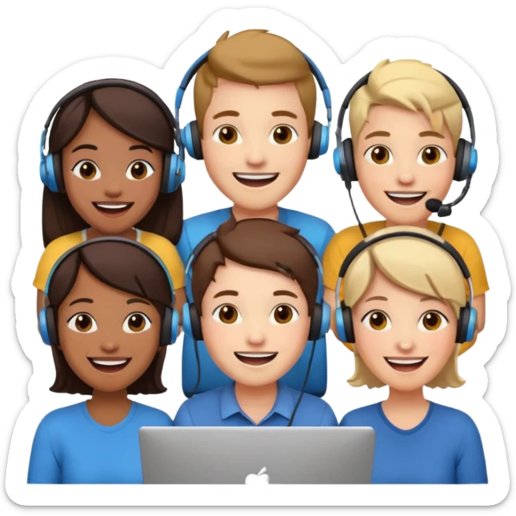 Personas reunidas charlando entre amigos en videoconferencia sticker