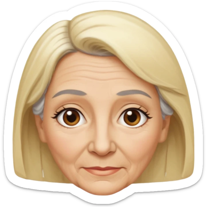 Rea emoji bionda di 70 anni occhi castani sopracciglia nere sticker