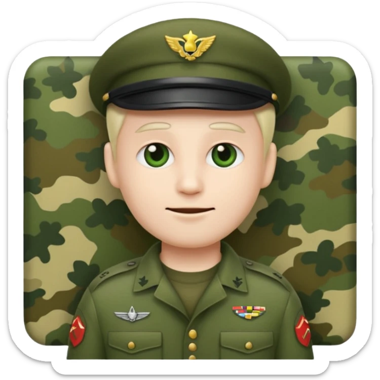 Eine salutierenden Emoji (Hautfarbe: weiß) in Armee Klamotten männlich salutierend sticker