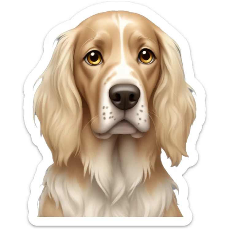 Blonde girl with Blue eyes with Brown english setter Portrait sticker