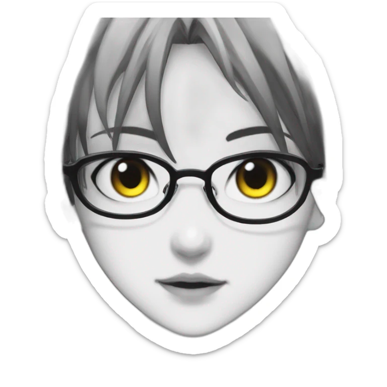 Anime+eyes-goth-girl-dark-hair-with-glasses-black-tshirt+perfectly-centered sticker