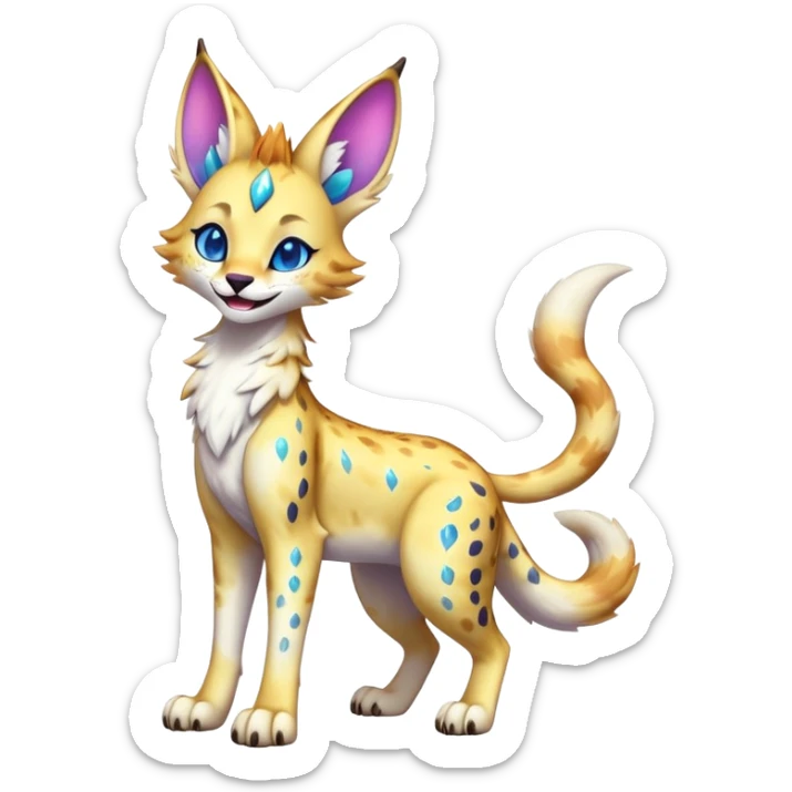 Cute Kawaii Epic Ethereal Sparkly Colorful Sergal-Serval-Vernid full body sticker