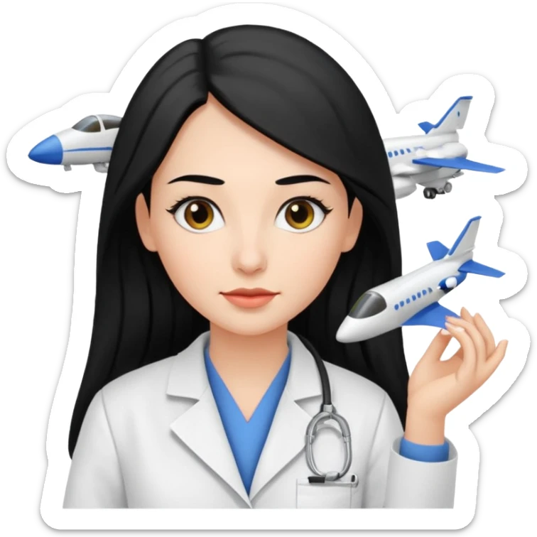 Femme cheveux long noir travaille dans le domaine de l'aéronautique sourcils fournis sticker