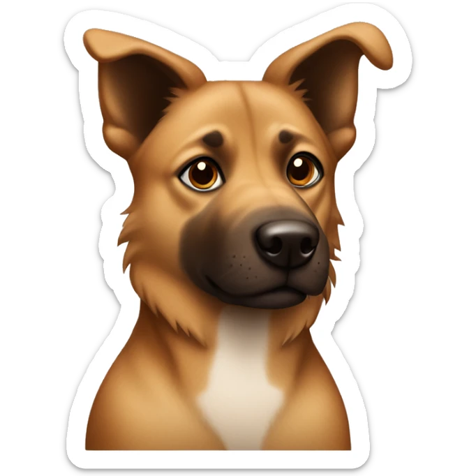 brown and dark brown Eurasian dog. His face and back is covered in dark brown spots. His face is very dark dotted sticker