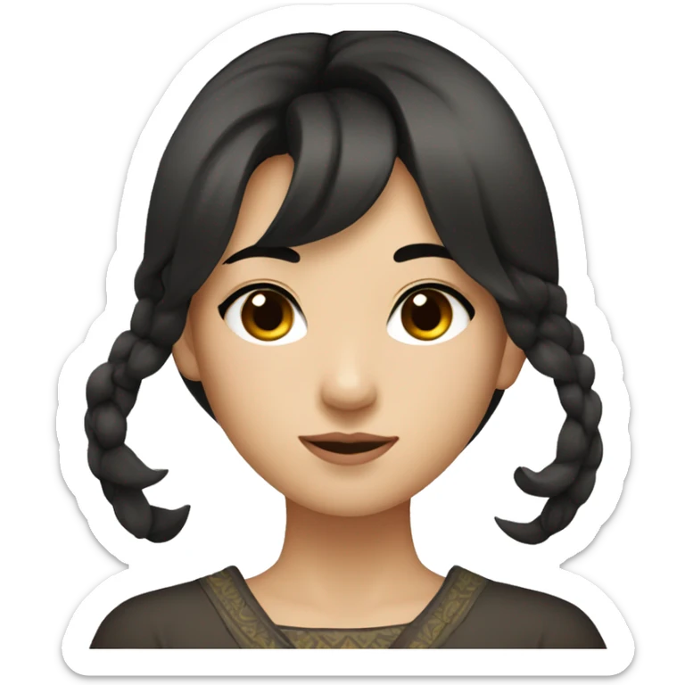 wasian girl with dark brown hair and eyeliner from head to chest sticker