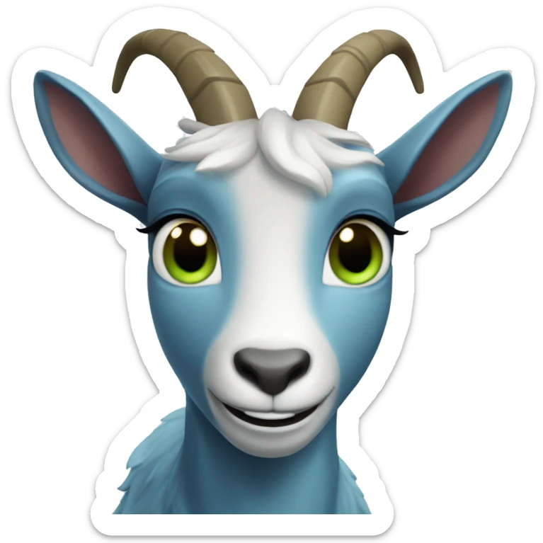 Blue goat full body pretty smiling excited bluegreen eyes female sticker
