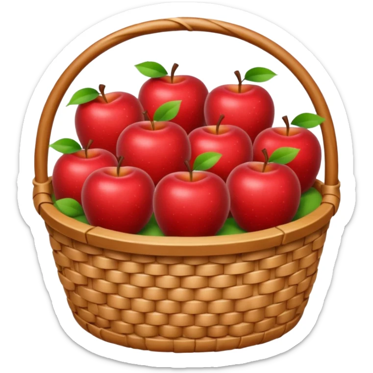 cozy basket of apples after apple picking ghibli style png sticker