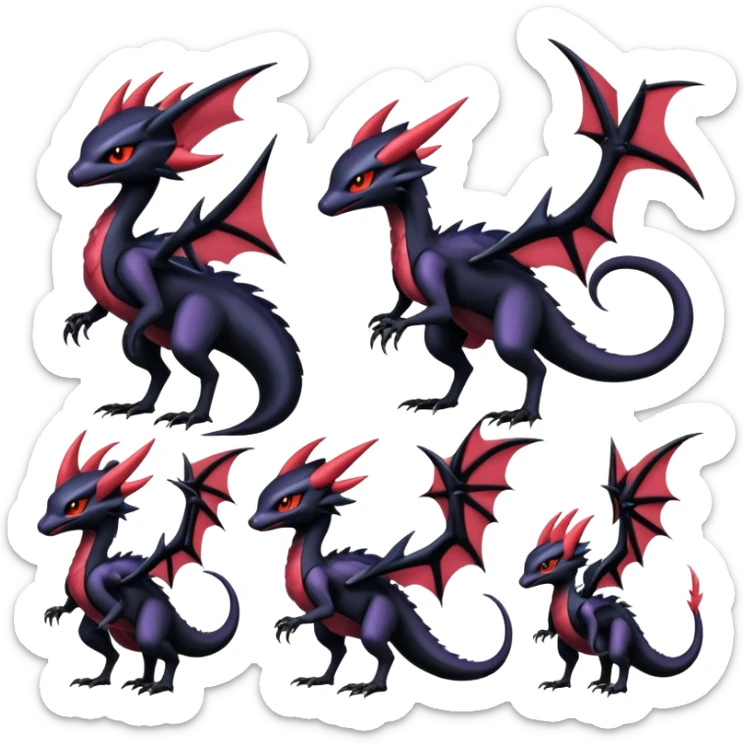 Shiny Epic Badass Edgy Dark Gothic Noibat-Salandit-Salazzle-Noivern-Nargacuga-Litten-Hybrid sticker