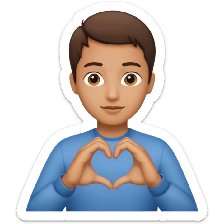 Corazón uniendo los dedos corazon y pulgar entre dos manos, cómo si se estuviera haciendo pisrola sticker