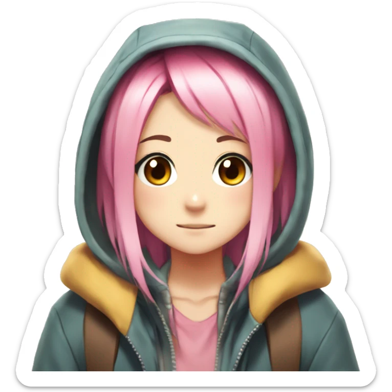 yurucamp-anime-girl-pink-hair-nadesiko-big chest sticker