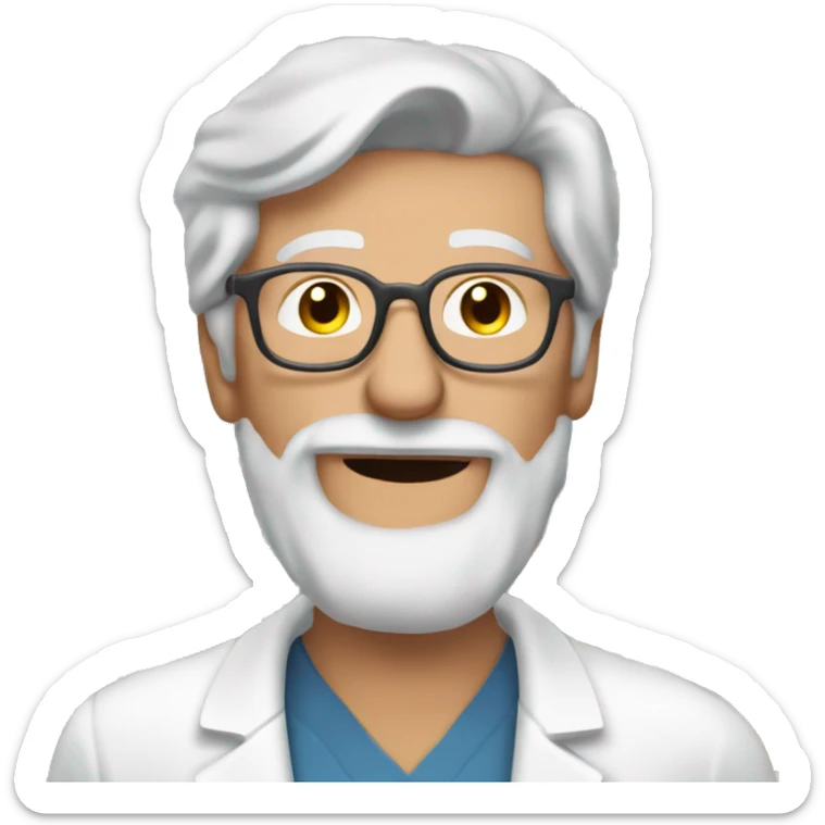 Gray haired man in his 60s no glasses no beard white hair picking up medicine at the pharmacy sticker