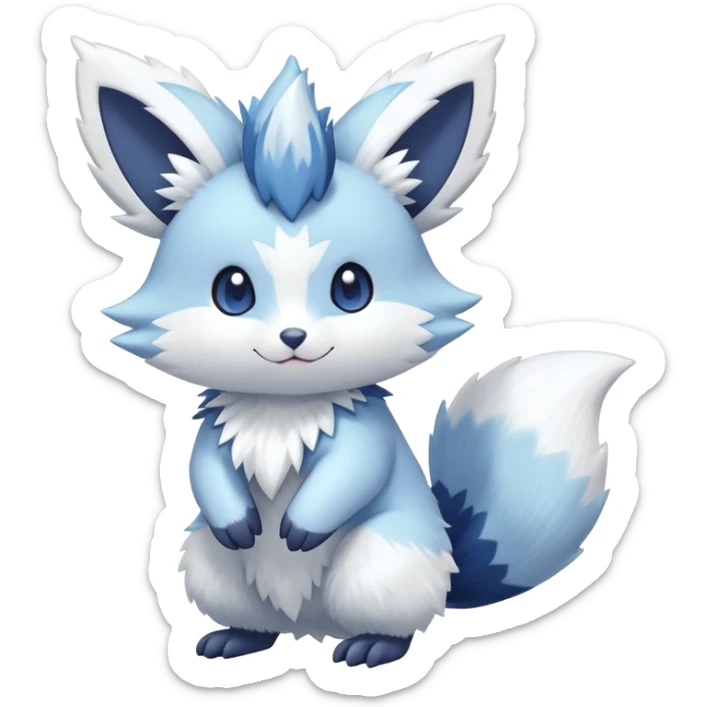 Shiny White Pastel Snowy Icy Sparkly Cute Furret-Meowstic-Zangoose-Hybrid (Full body) sticker