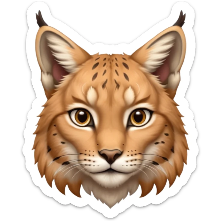 A high-resolution photo-realistic digital illustration of a baby lynx, chest upward A high-resolution, photo-realistic digital illustration of a majestic young Eurasian lynx, shown from the shoulder upwards with lynx markings, zoomed out sticker