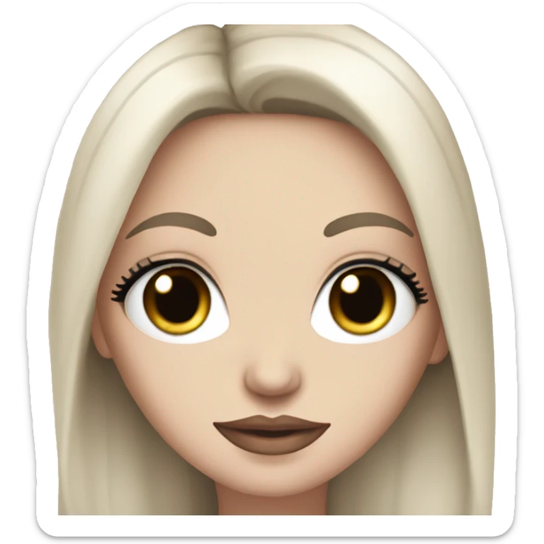 White girl, with long black hair, with blue eyes, with soft pink plump lips, with eyelashes  sticker