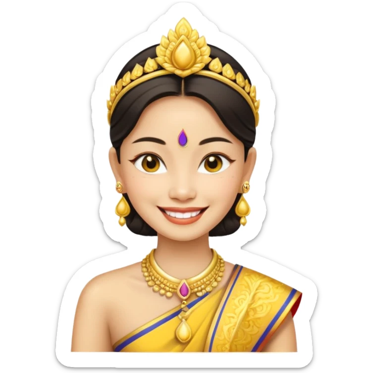 It is meant to depict a Thai woman, a yellow Asian, in the standard attire of her country.The emote is meant to depict a Thai woman in the classic attire of her country. sticker