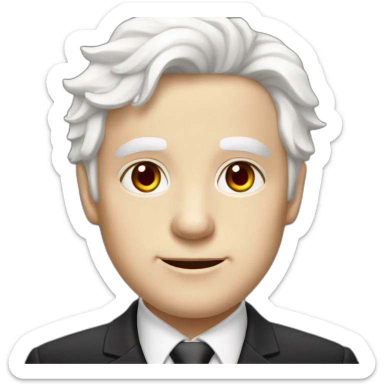 senior Boy, red eyes, White elegant hair, pale-skin, dark suit sticker