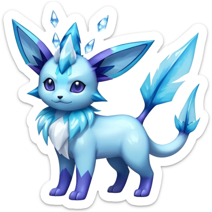 Shiny Cool Glaceon-Vaporeon-Fakemon-hybrid-fusion- full body sticker
