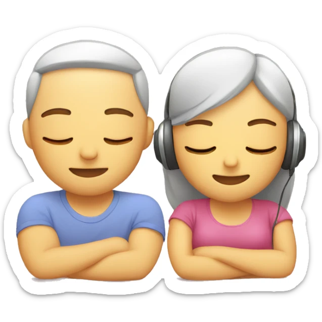 emoji eyes closed sleeping male and female listening relaxing music sticker
