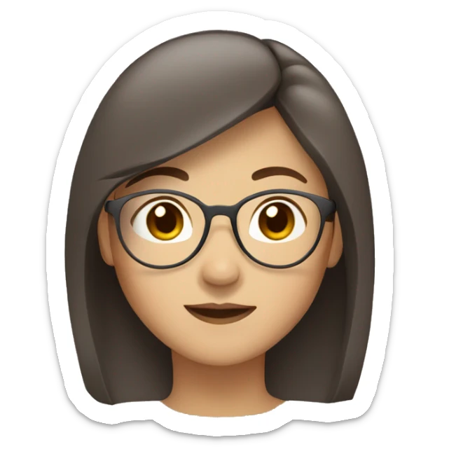 asian woman who wears glass and wink. brown hair and brown eyes. sticker