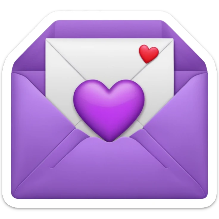 IOS's love letter emoji but with a purple heart instead of a red heart sticker
