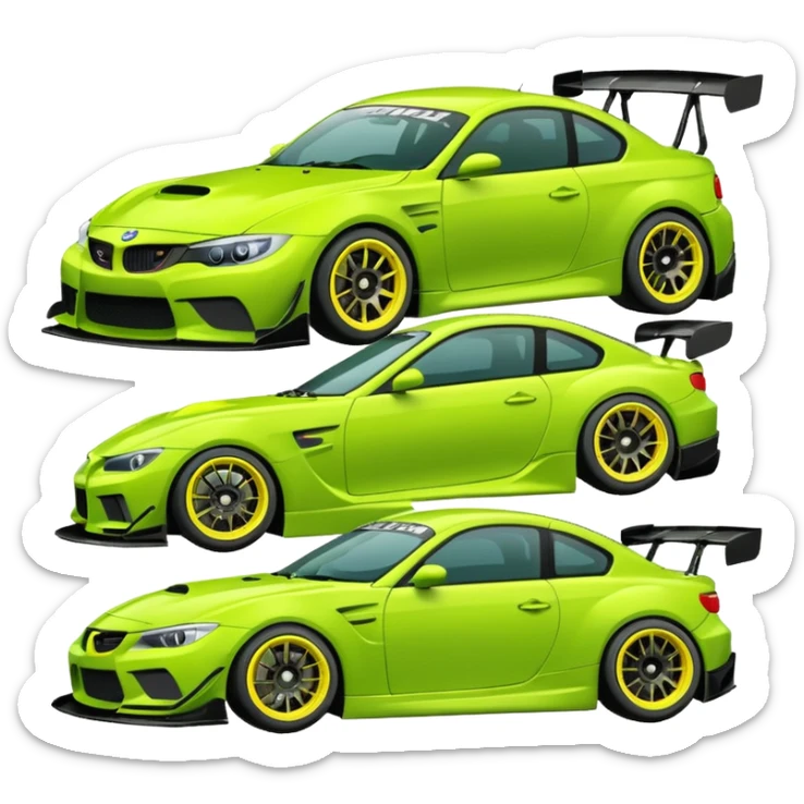 Emoji pack for R2 motorsport company, drift builds, motorsport parts, lime theme, just text on image sticker