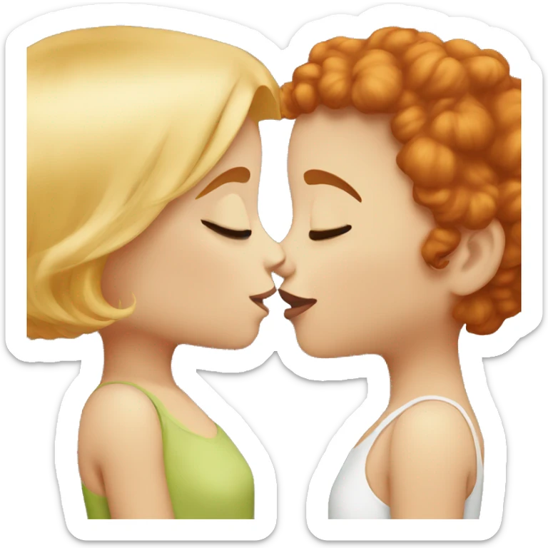 Redhead girl kissing blonde short hair girl sticker