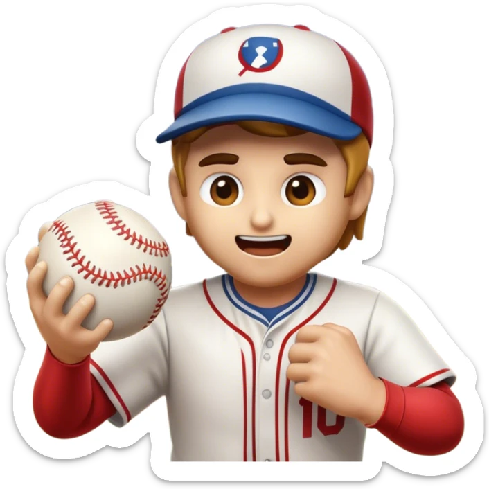 Cinematic Realistic Baseball Pop Culture Emoji, showcasing an action-packed scene of America's favorite pastime rendered with lifelike textures and energetic, nostalgic lighting. sticker