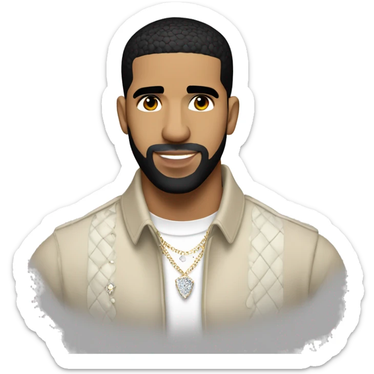 Iconic-style Candid Likeness Drake:

A suave figure with a clean-cut look, diamond studs, and a thoughtful expression. Known for his smooth charisma and introspective vibe, effortlessly blending style and emotion. sticker