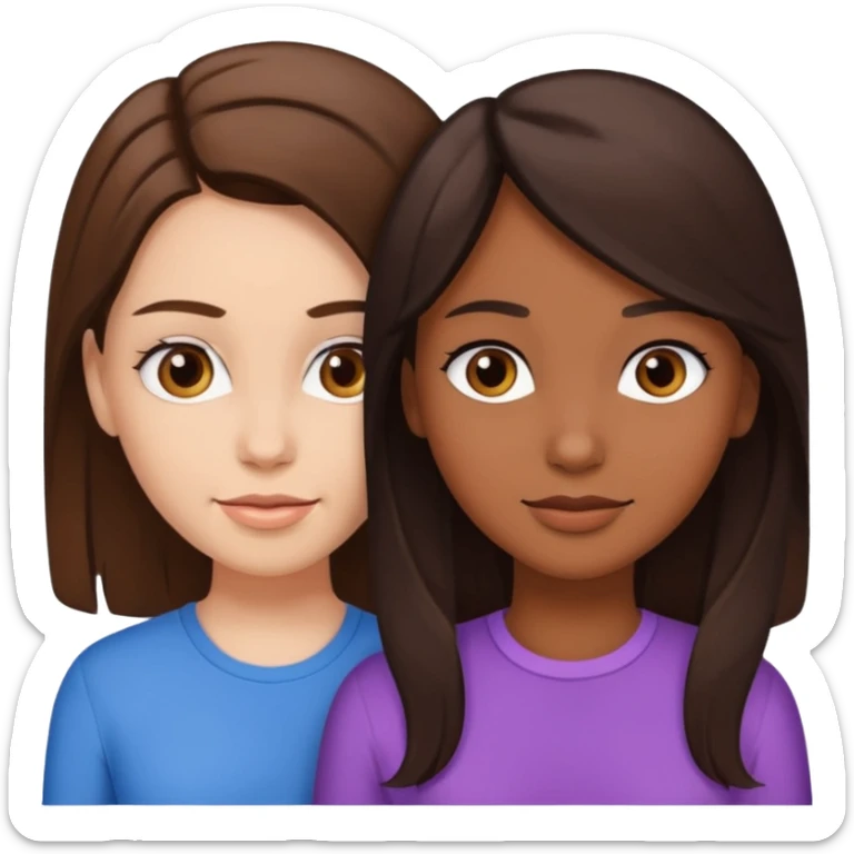 brown girl with brunette white girl lesbian couple sticker