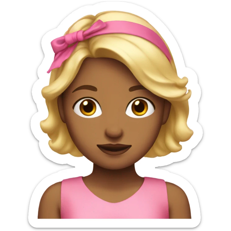 Girl with blond hair and pink headband and dress  sticker