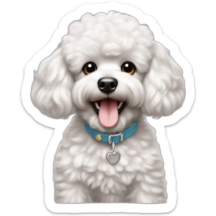 cachorro french poodle de pelo blanco muy corto sonrriendo sticker