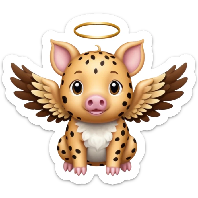 Cheetah print flying pig with angel wings. All skin is cheetah printed sticker