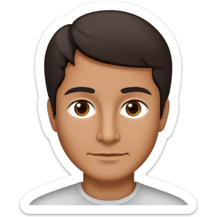 52, tan skin, black and brown hair, short, no facial hair  sticker