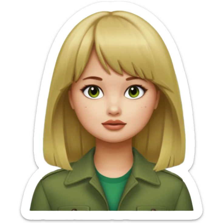 Debby Ryan (dirty blonde hair straight bangs) with Big City Greens sticker