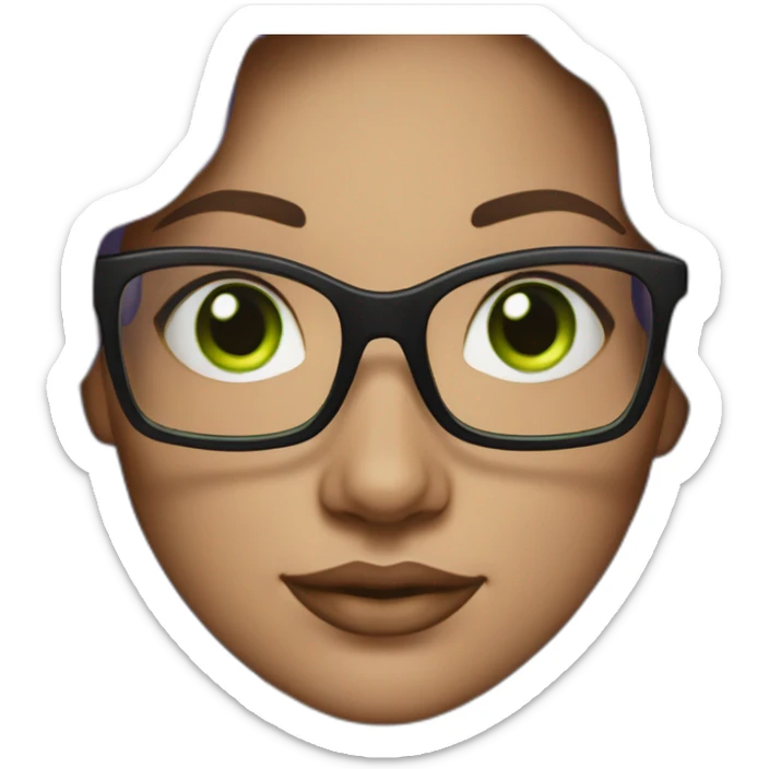 curvy-woman-purple-long-wavy-hair-green-eyes-square-glasses-white sticker