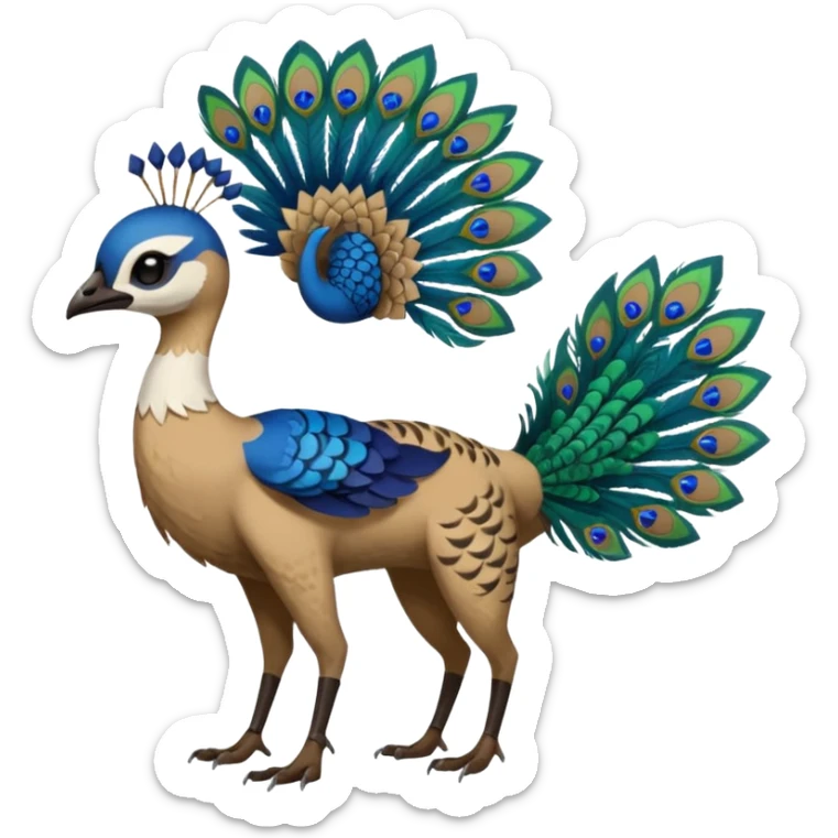  beautiful handsome gorgeous aesthetic colorful vibrant Vernid-Trico-species-Fakemon-creature by LiLaiRa, 4 legs, 1 tail, random markings, (full body) with a peacock-feather-headdress sticker