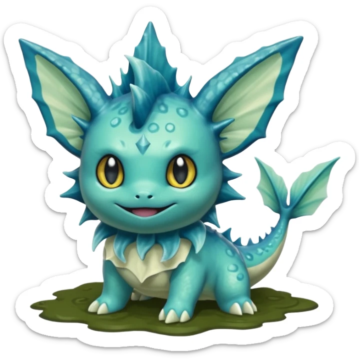 Deep-Dark-Swamp-Seafoam-Green Murky Gloomy Dull Swampy Muddy Vaporeon-Swamp-Monster sticker